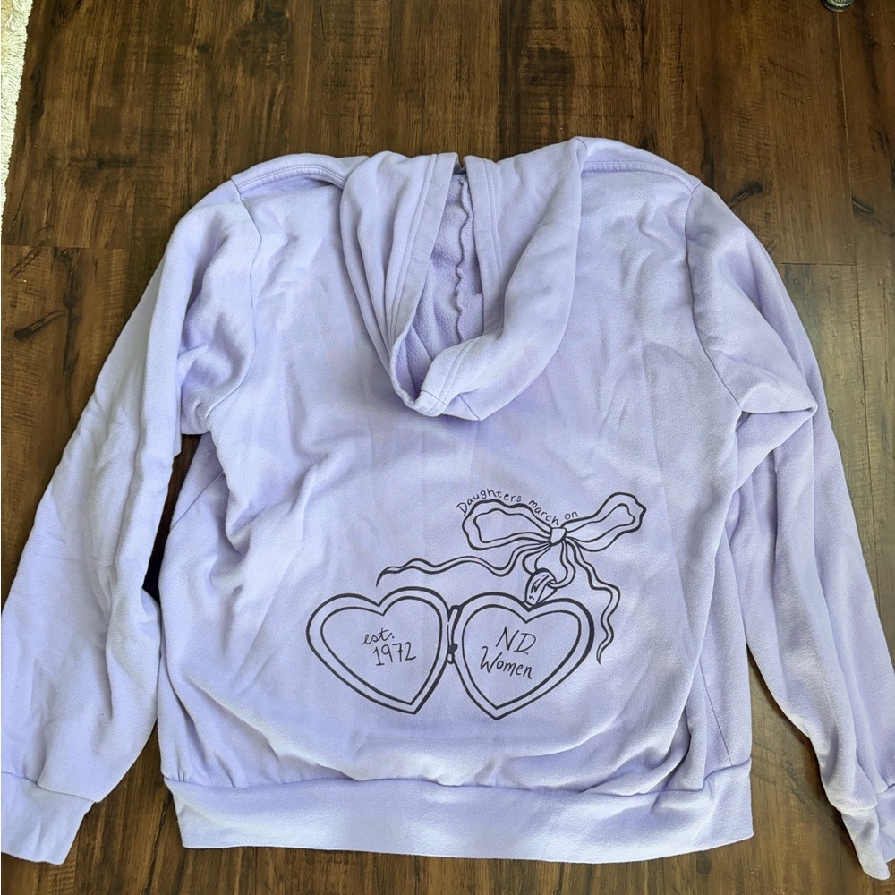 Notre Dame Women's History Month Lavender Hoodie Heart Locke